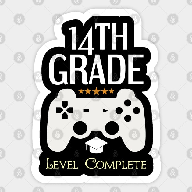 14th Grade Level Complete Video Gamer Birthday Gift Sticker by Tesszero